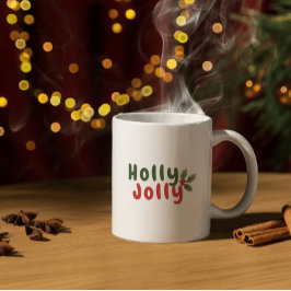 Holly Jolly - Festlicher Schriftart mit Holly Icon Kaffeetasse