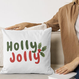 Holly Jolly - Festlicher Schriftart mit Holly Icon Kissen