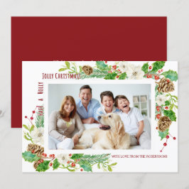 Holly Jolly Floral Christmas Einfach und modern Einladung