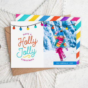 Holly Jolly   Fotokarte für den Urlaub Feiertagskarte