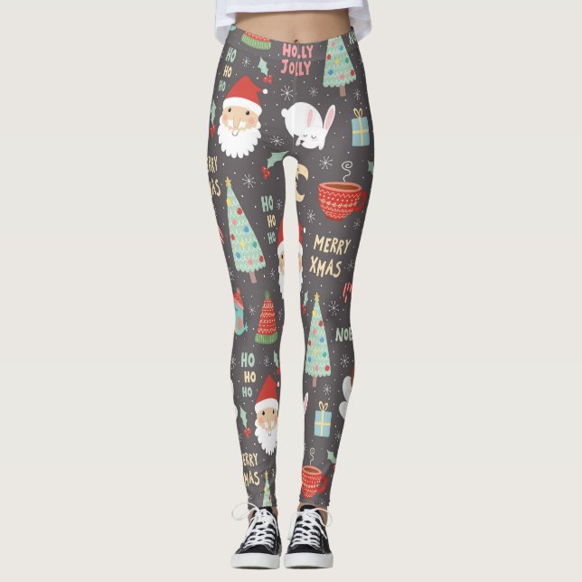 Holly Jolly Frohe Weihnachten Leggings (Vorderseite)