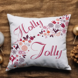 Holly Jolly Fun Red Snow Name Weihnachten Kissen