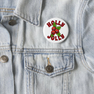 Holly Jolly Funny Laughing Holly Weihly Button
