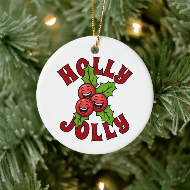 Holly Jolly Funny Laughing Holly Weihly Keramik Ornament (Baum)