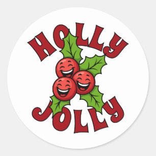 Holly Jolly Funny Laughing Holly Weihly Runder Aufkleber