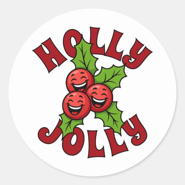 Holly Jolly Funny Laughing Holly Weihly Runder Aufkleber (Vorderseite)