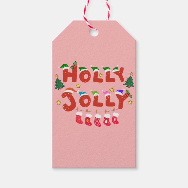 Holly Jolly Geschenkanhänger (Vorderseite)