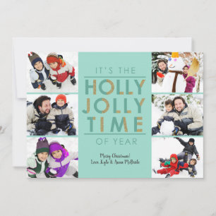 Holly Jolly Glitter 6 Wird Christmas Foto Card Feiertagskarte