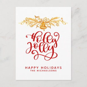 Holly Jolly   Happy Holidays Postkarte