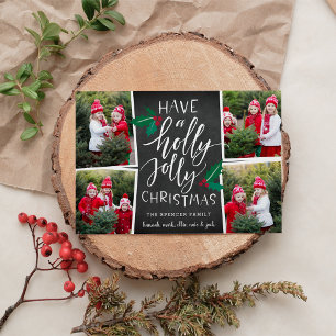 Holly Jolly Holiday Foto Collage Card Feiertagskarte