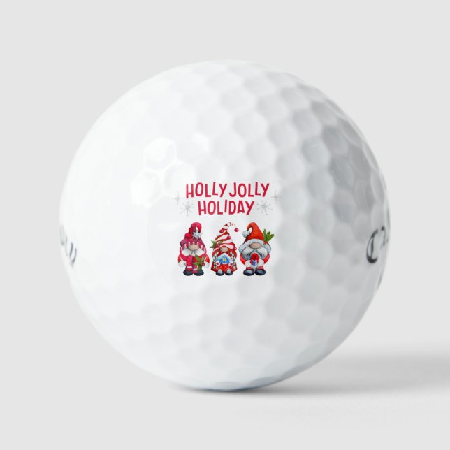 Holly Jolly Holiday Gnomes Whimsical Weihnachten Golfball (Vorderseite)