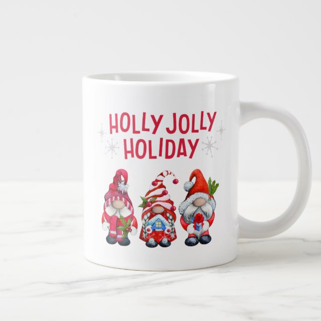 Holly Jolly Holiday Gnomes Whimsical Weihnachten Jumbo-Tasse (Rechts)