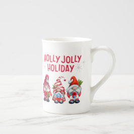 Holly Jolly Holiday Gnomes Whimsical Weihnachten Prozellantasse