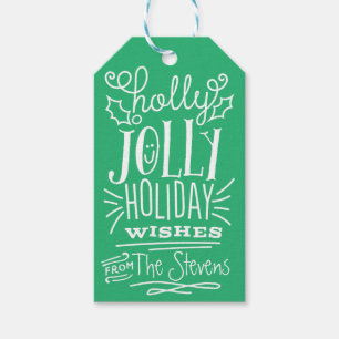 Holly Jolly Holiday wünscht Gift Tag Geschenkanhänger