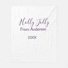 Holly Jolly holidays add name family year purple s Fleecedecke