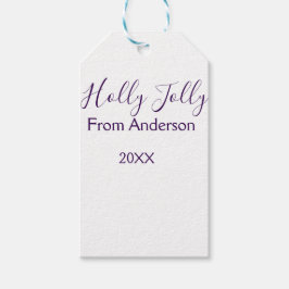 Holly Jolly holidays add name family year purple s Geschenkanhänger
