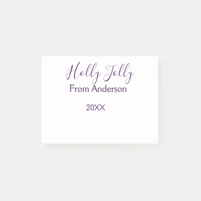Holly Jolly holidays add name family year purple s Post-it Klebezettel (Vorderseite)