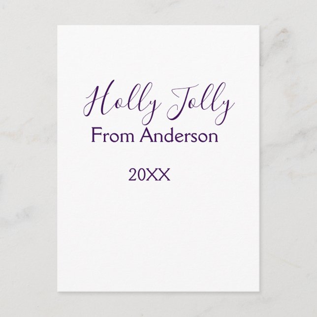 Holly Jolly holidays add name family year purple s Postkarte (Vorderseite)