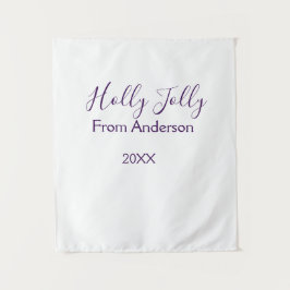 Holly Jolly holidays add name family year purple s Wandteppich