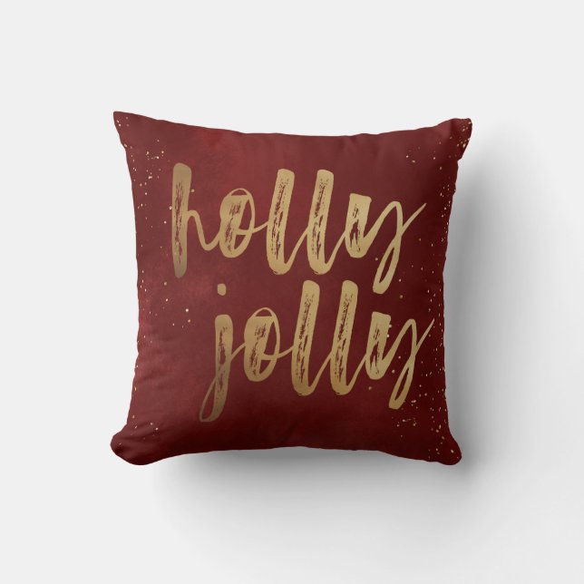 Holly Jolly Imitats Pinselskript Kissen (Vorderseite)