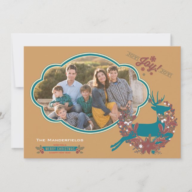 Holly Jolly Joy Weihnachtsfotokarte Feiertagskarte (Vorderseite)
