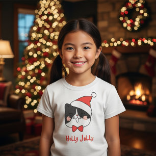 Holly Jolly Kawaii Santa Cat Weihnachts-T - Shirt