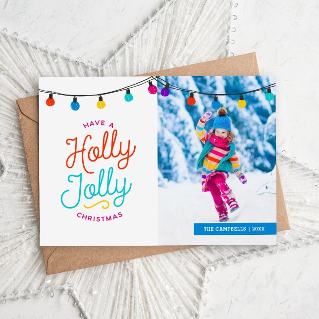Holly Jolly | Magnetische Urlaubsfotokarte Magnetkarte (Von Creator hochgeladen)
