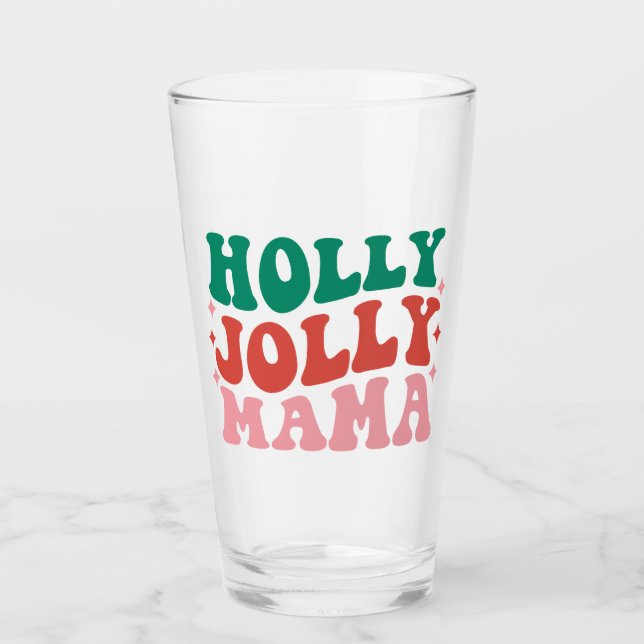 Holly Jolly Mama - Fun Holiday Design Glas (Vorderseite)