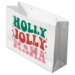 Holly Jolly Mama - Fun Holiday Design Große Geschenktüte