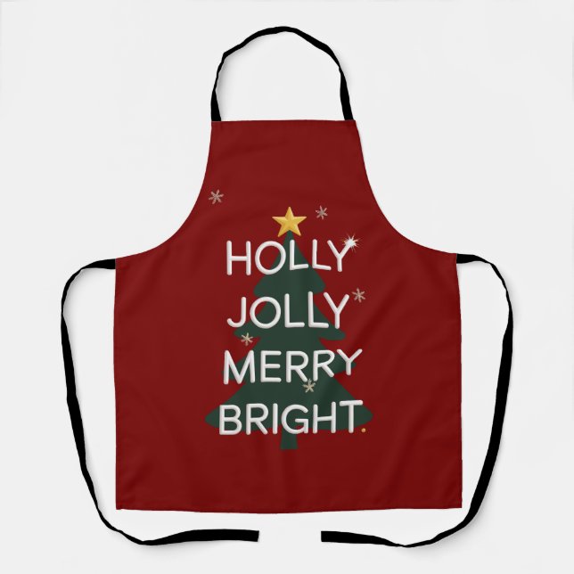 Holly Jolly Merry Bright Familie passt Weihnachten Schürze (Vorderseite)