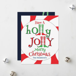 Holly Jolly Merry Christmas Elf Feiertagskarte