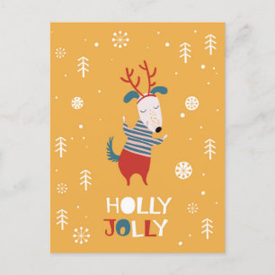 Holly Jolly mit Niedlicher Dog Postcard zu Weihnac Postkarte