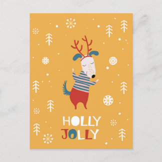 Holly Jolly mit Niedlicher Dog Postcard zu Weihnac Postkarte
