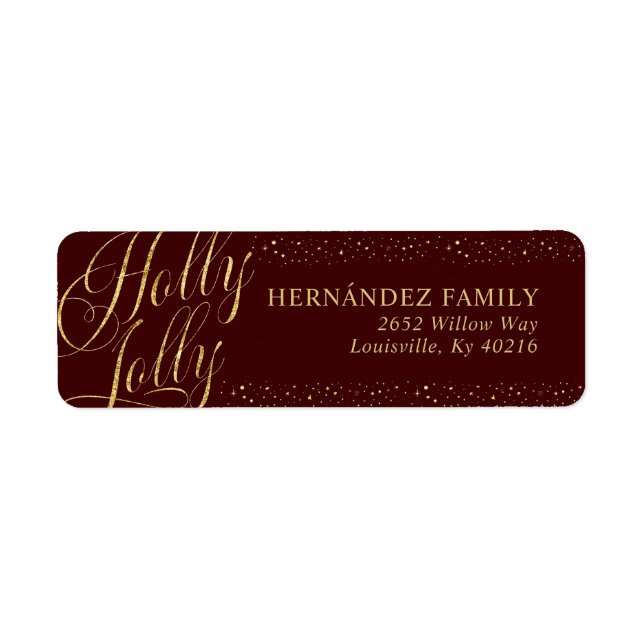 Holly Jolly Modern Red Gold Christmas Address Labe (Vorne)