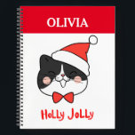 Holly Jolly Niedlich Christmas Santa Cat Notizbuch<br><div class="desc">Fügen Sie Ihre Noten mit diesem Holly Jolly Niedlichen Weihnachts-Weihnachtsgeschenk ein! Dieses Notizbuch,  das in einer Weihnachtsmannmütze eine Katzenkatze im kawaii-Stil enthält,  eignet sich hervorragend für Journalismus,  Urlaubsplanung oder Geschenke an Katzenliebhaber und Schreibwarenfans. Ideal für Weihnachtslisten,  Doodles und die Freude am Urlaub!</div>