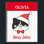 Holly Jolly Niedlich Christmas Santa Cat Notizbuch<br><div class="desc">Fügen Sie Ihre Noten mit diesem Holly Jolly Niedlichen Weihnachts-Weihnachtsgeschenk ein! Dieses Notizbuch,  das in einer Weihnachtsmannmütze eine Katzenkatze im kawaii-Stil enthält,  eignet sich hervorragend für Journalismus,  Urlaubsplanung oder Geschenke an Katzenliebhaber und Schreibwarenfans. Ideal für Weihnachtslisten,  Doodles und die Freude am Urlaub!</div>