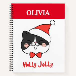 Holly Jolly Niedlich Christmas Santa Cat Notizbuch