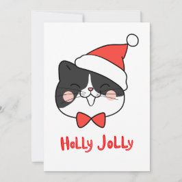 Holly Jolly Niedlich Kawaii Cat Feiertagskarte