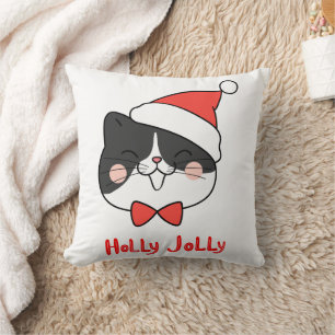 Holly Jolly Niedlich Kawaii Santa Cat Kissen
