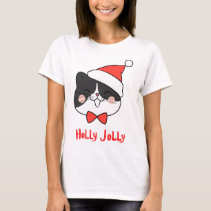 Holly Jolly Niedlich Kawaii Santa Cat T-Shirt