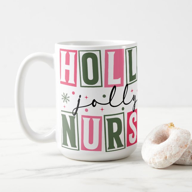 Holly Jolly Nurse Coffee Mug Kaffeetasse (Mit Donut)
