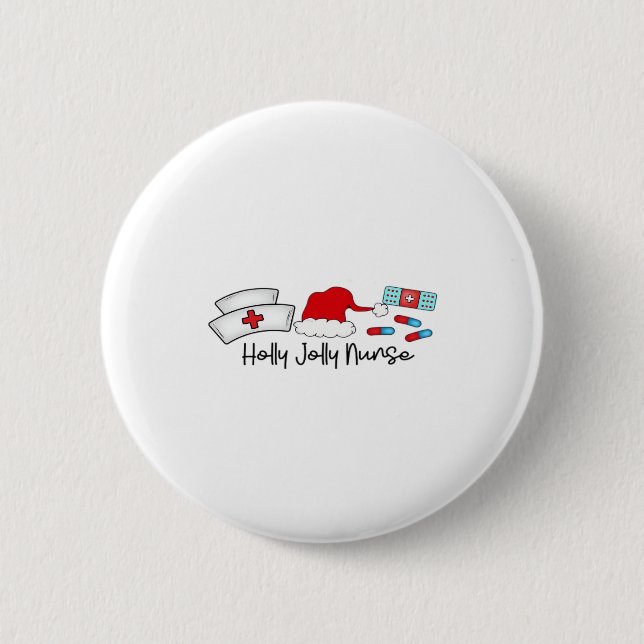 Holly Jolly Nurse, Halloween Classic T-Shirt Button (Vorderseite)