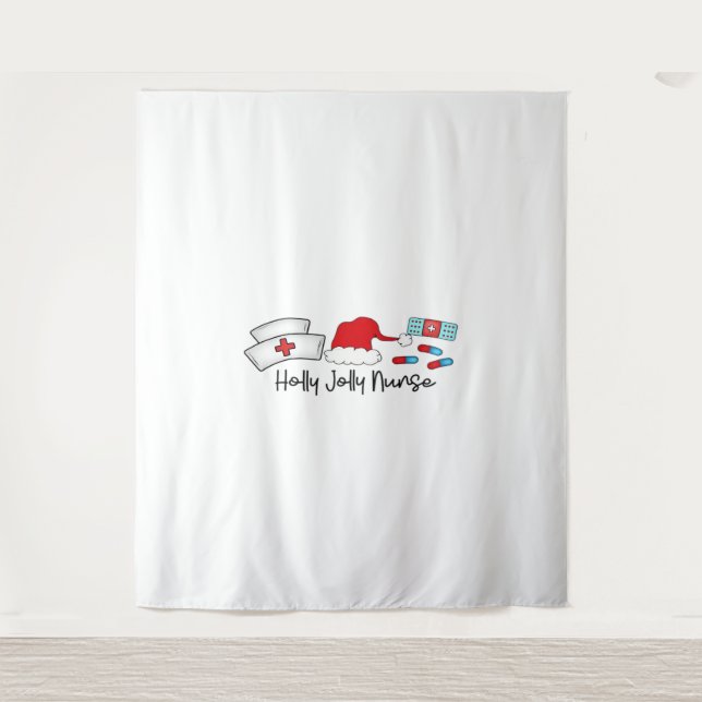 Holly Jolly Nurse, Halloween Classic T - Shirt Wandteppich (Vorderseite)