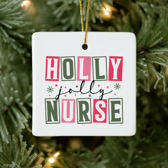 Holly Jolly Nurse Ornament (Baum)
