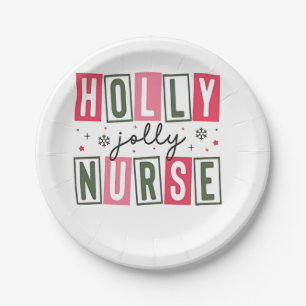 Holly Jolly Nurse Weihnachtsfeier Weihnachtsfeiert Pappteller