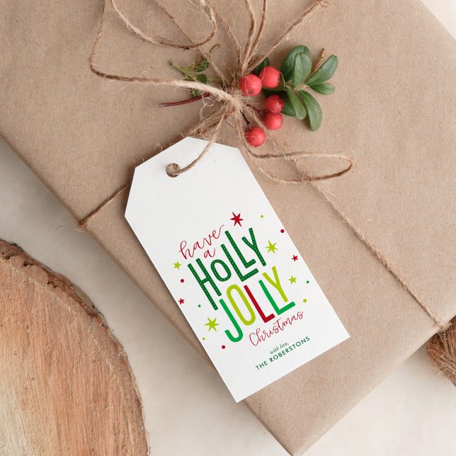 "Holly Jolly" Personalisierte Weihnachten Geschenkanhänger (Von Creator hochgeladen)