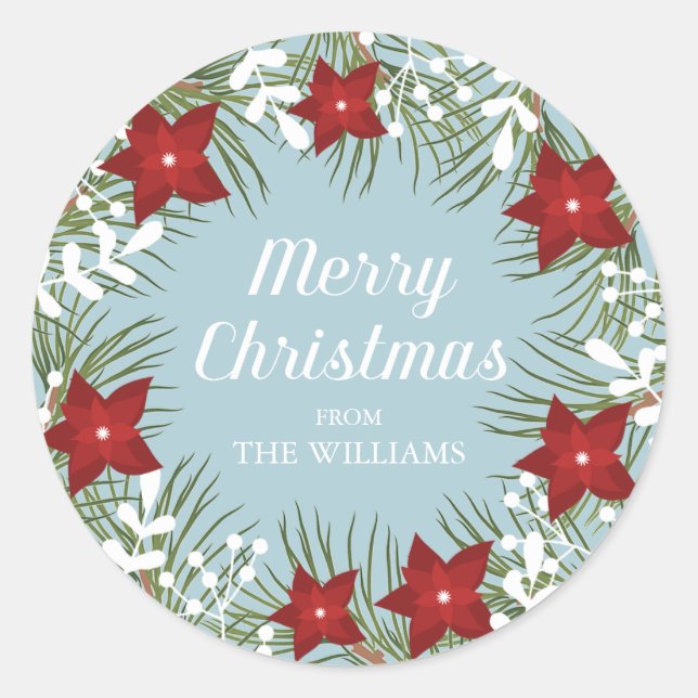 Holly Jolly Poinsettia - Weihnachtsaufkleber Runder Aufkleber (Vorderseite)