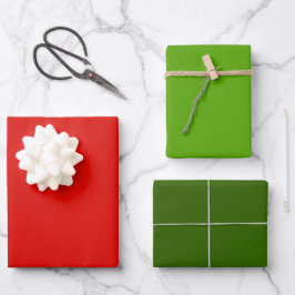 Holly Jolly Red und Green Holiday Solids Geschenkpapier Set