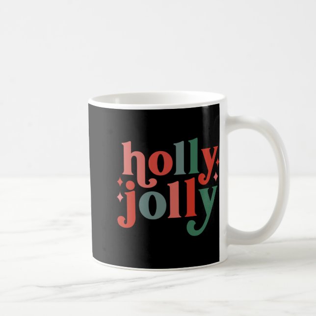 Holly Jolly Retro Holiday Tygraphy Toddler T Shirt Kaffeetasse (Rechts)