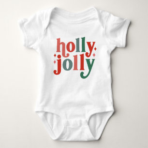 Holly Jolly - Retro Holiday Typografie Baby Strampler